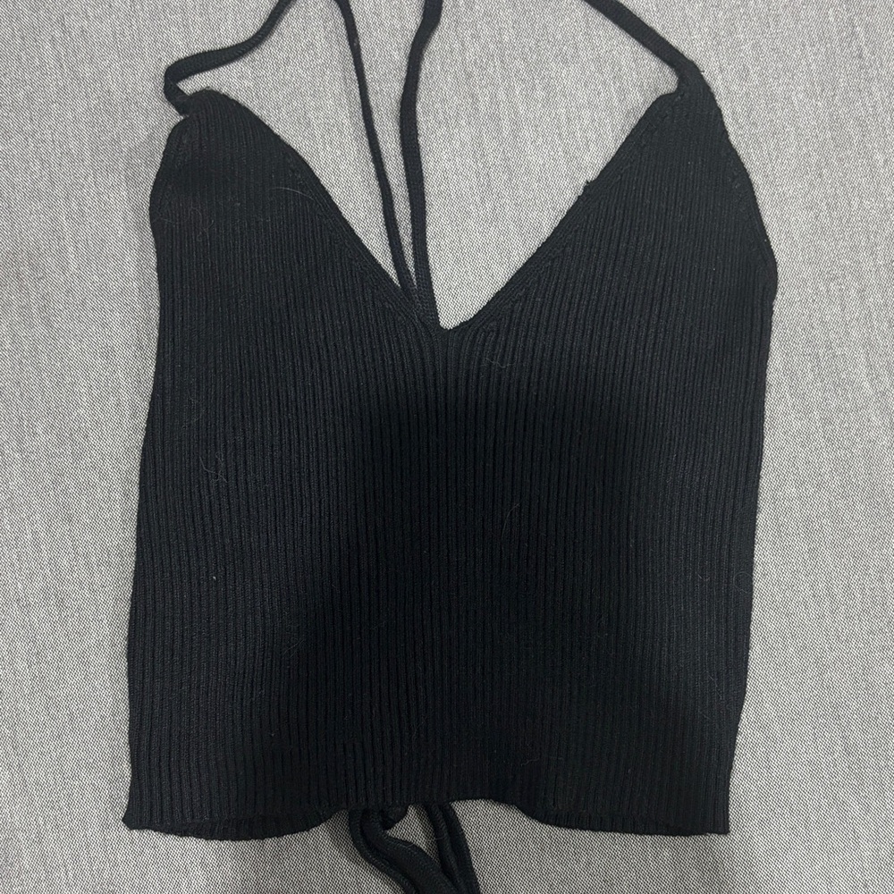 Black Ribbed Halter Top